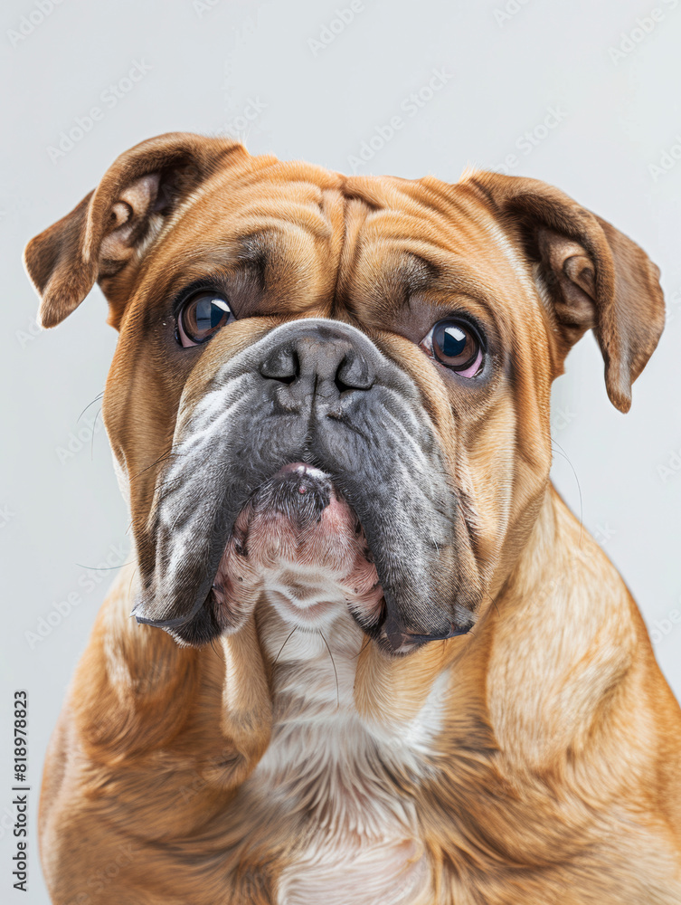 Adorable Bulldog with Expressive Eyes and Wrinkled Features