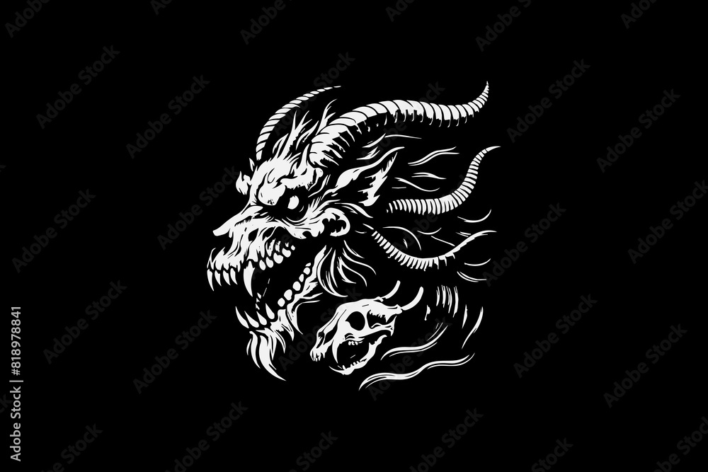 Fototapeta premium dark art skeleton mosnter bull vector design