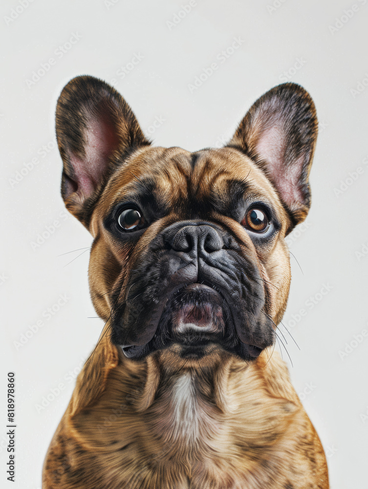 Close-Up Portrait of a French Bulldog with Alert Ears