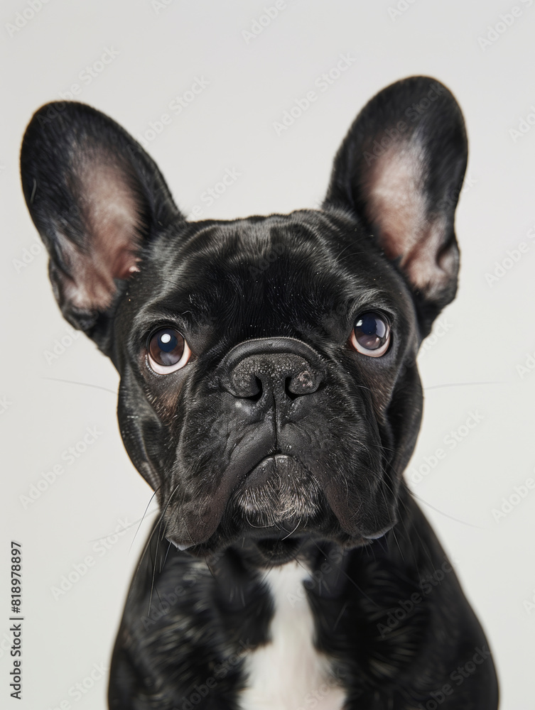 Close-Up Portrait of a French Bulldog with Alert Ears Close-Up Portrait of a French Bulldog with Alert Ears