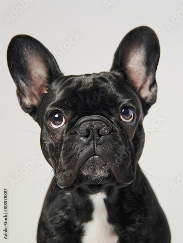 Close-Up Portrait of a French Bulldog with Alert Ears