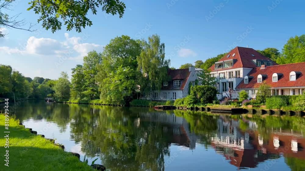 Half-timbered houses in historical center ancient city of Lubeck, Germany August 12, 2023. High quality 4k footage Half-timbered houses in historical center ancient city of Lubeck, Germany August 12, 2023. High quality 4k footage