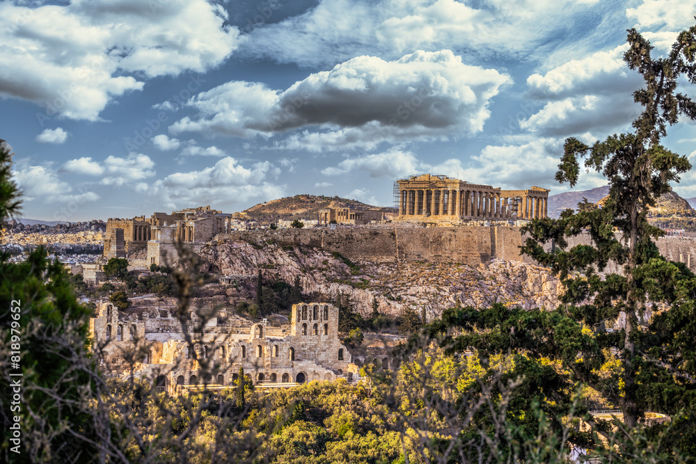 Fototapeta premium Panoramic view of the Acropolis of Athens from the Philopappos hill in Greece