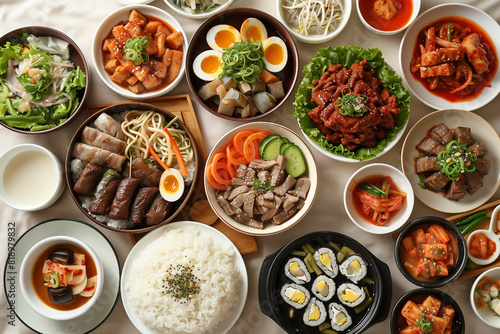 assortment of Korean traditional dishes, asian food, top view © -=RRZMRR=-