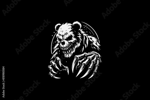 angry beast monster skeleton bear vector design