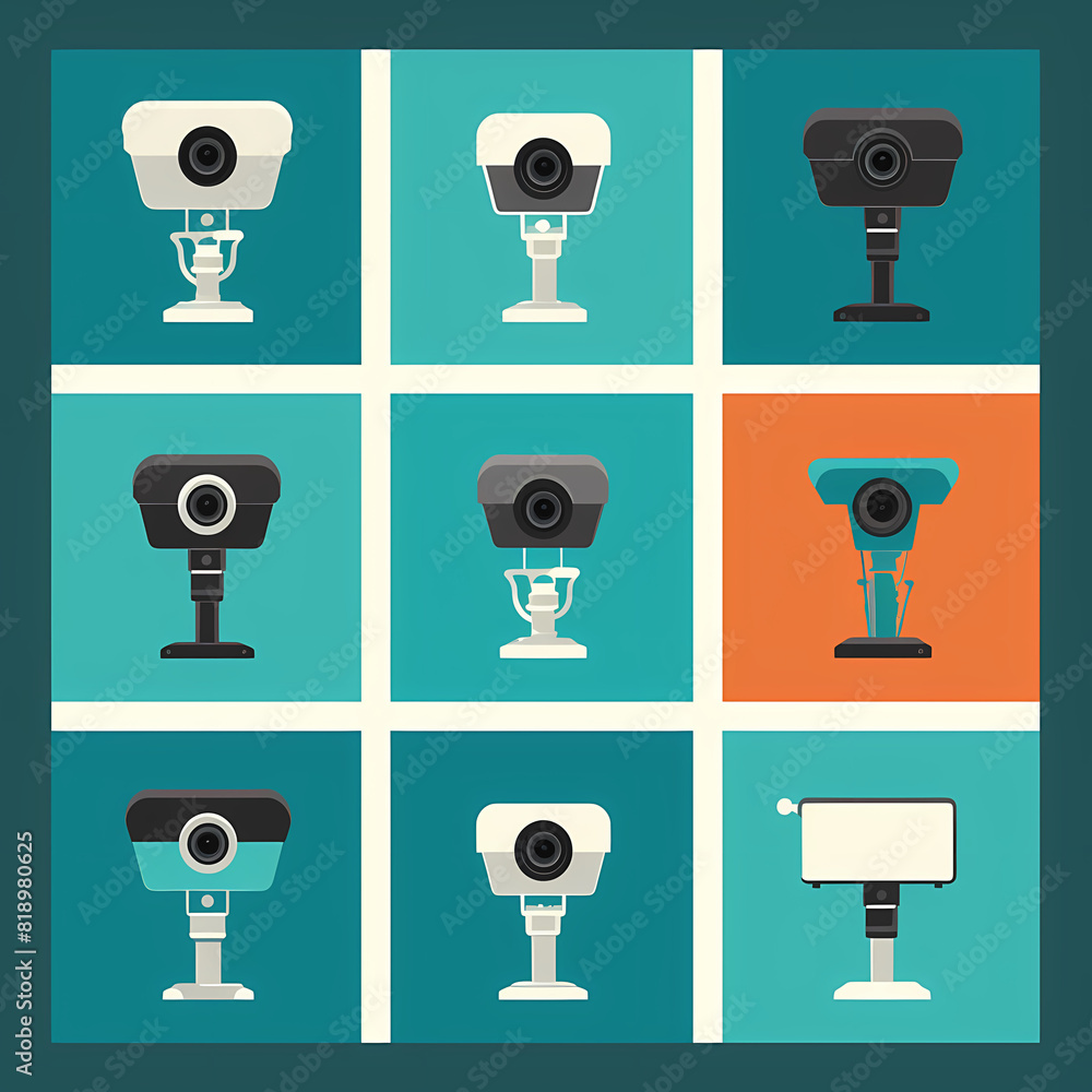 Cctv camera icons vector image Cctv camera icons vector image