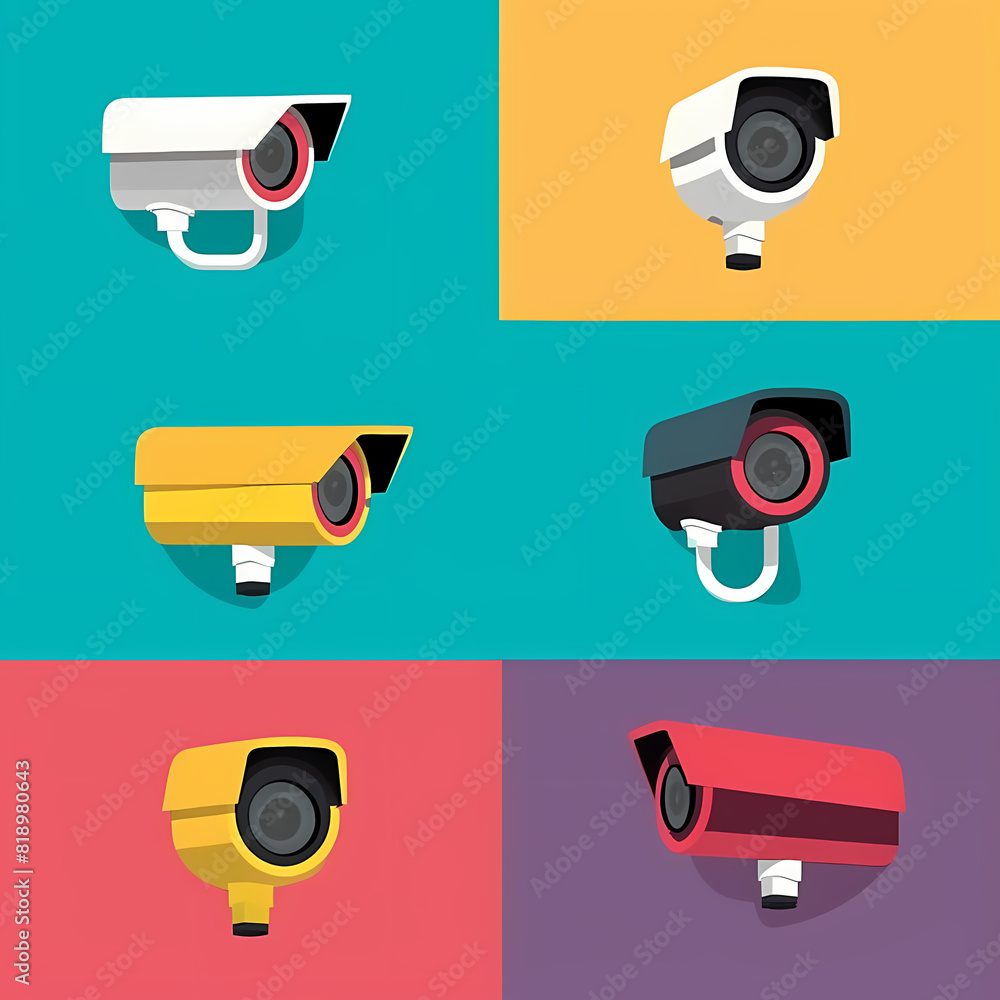 Cctv camera icons vector image Cctv camera icons vector image