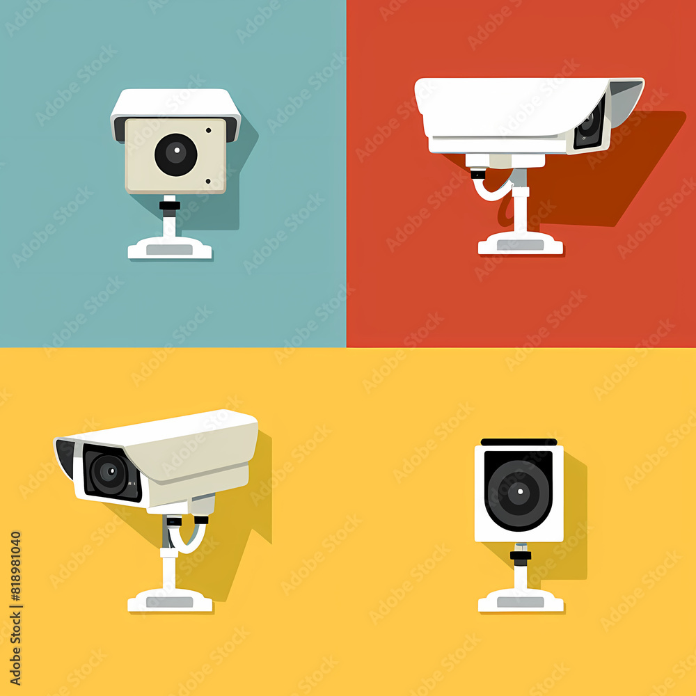 Cctv camera icons vector image Cctv camera icons vector image