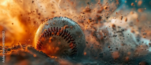 A baseball is in the air and has just been hit photo