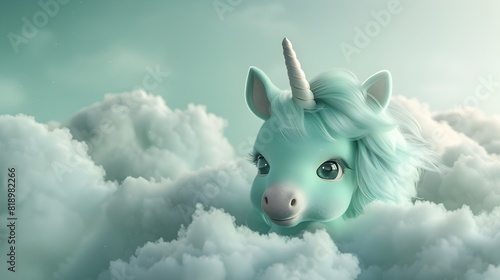 Mint Green Unicorn Peeking ...