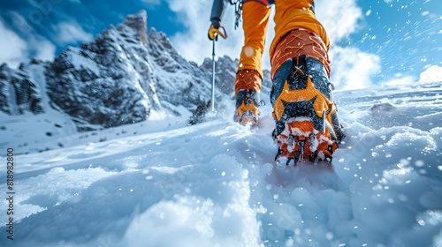 Intrepid Ice Climber Scaling Majestic Snowy Peaks on Thrilling Alpine Adventure