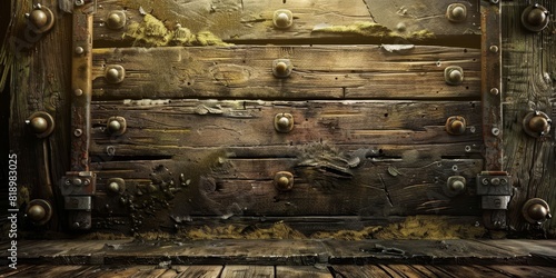 Weathered Wooden Door Adorned With Multiple Knobs. Generative AI