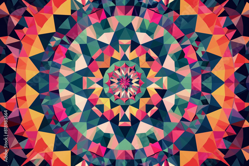 Abstract Polygonal Kaleidoscope  Colorful and Symmetric Design Composition