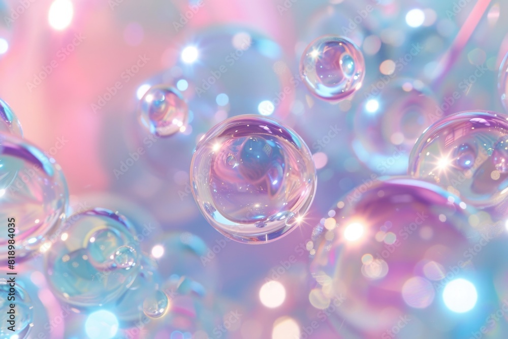 Surreal Abstract Background with Floating Colorful Glass, Soap Bubbles and Dreamy Light Effects Surreal Abstract Background with Floating Colorful Glass, Soap Bubbles and Dreamy Light Effects