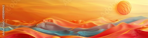 Abstract Summer Wave And Sun Pattern Background. With Copy Space, Abstract Background