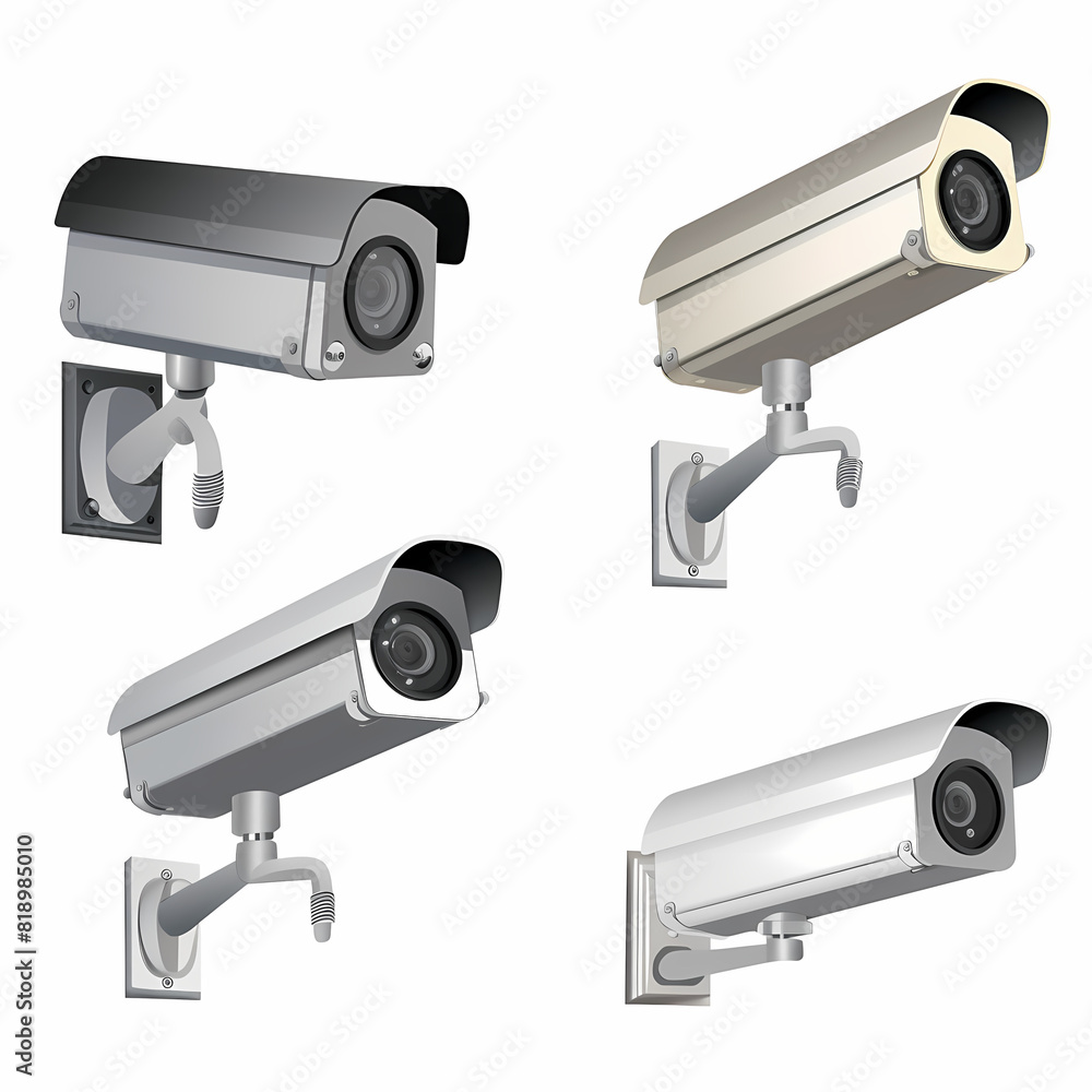 Cctv camera icons vector image