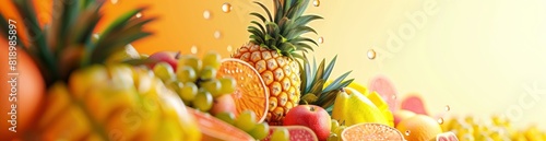 Abstract Summer Fruits Like Mangoes And Pineapples. With Copy Space  Abstract Background