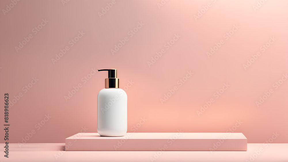 a bottle of liquid on a pink surface a bottle of liquid on a pink surface