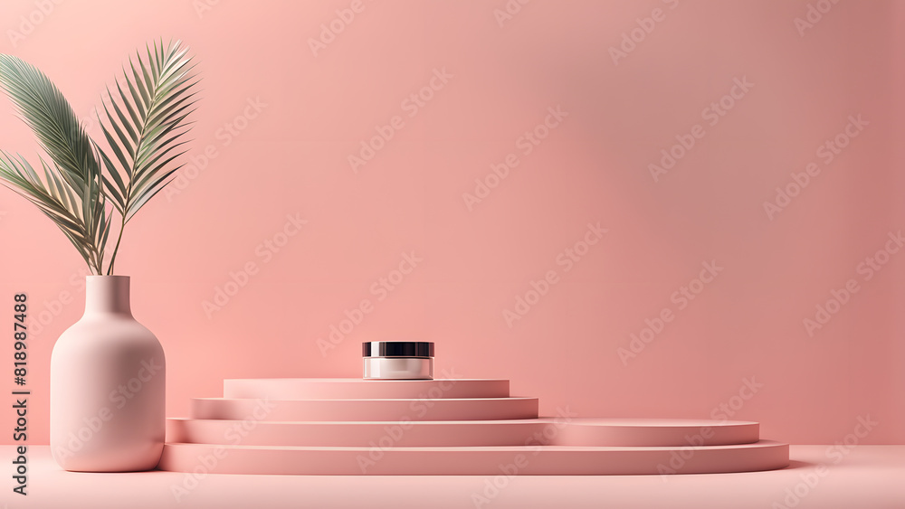 a vase with a plant in it on a pink surface a vase with a plant in it on a pink surface