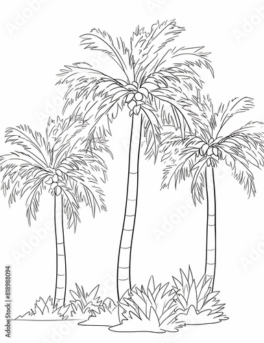 Palm Tree coloring page  Summer vacation conception