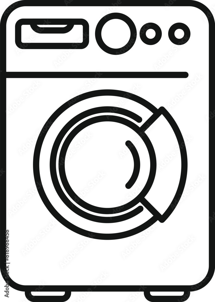 Simplified black line art of a frontloading washing machine suitable for icon use Simplified black line art of a frontloading washing machine suitable for icon use