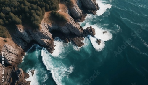 Aerial view of sea waves and fantastic Rocky coast wallpaper 4k created with generative ai 