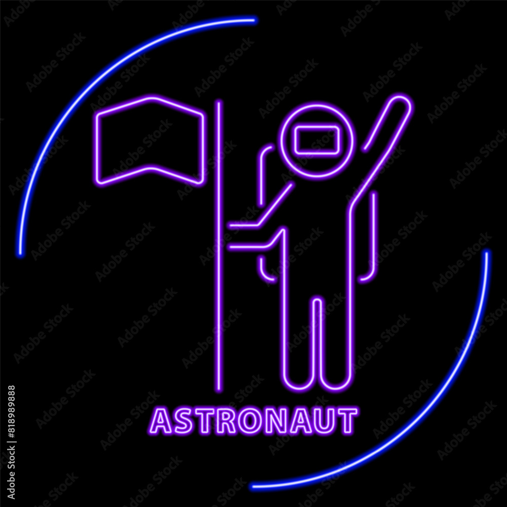 astronaut neon sign, modern glowing banner design, colorful modern design trend on black background. Vector illustration. astronaut neon sign, modern glowing banner design, colorful modern design trend on black background. Vector illustration.