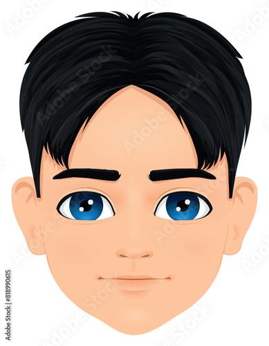 head of young boy combed with his hair parted in two