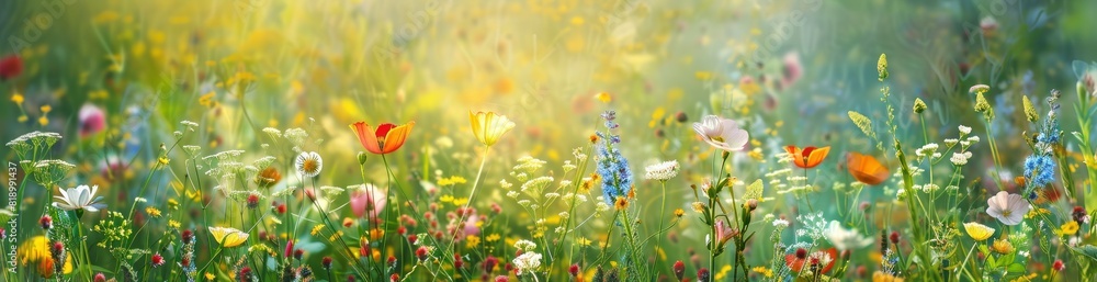 Abstract Summer Flower Meadow Patterns. With Copy Space, Abstract Background