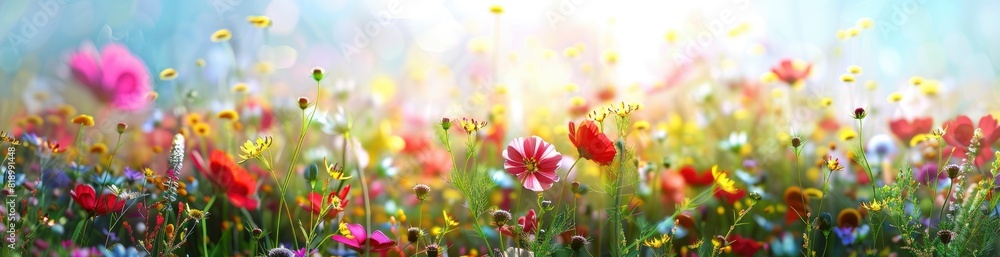 Abstract Summer Flower Meadow Patterns. With Copy Space, Abstract Background Abstract Summer Flower Meadow Patterns. With Copy Space, Abstract Background