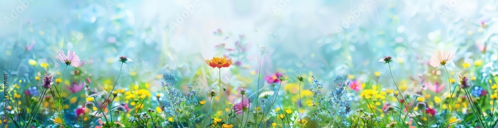 Abstract Summer Flower Meadow Patterns. With Copy Space, Abstract Background Abstract Summer Flower Meadow Patterns. With Copy Space, Abstract Background