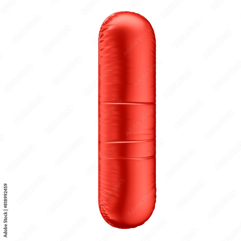 3D Alphabet Letter I in Red Balloon Shape with Transparent Background 3D Alphabet Letter I in Red Balloon Shape with Transparent Background