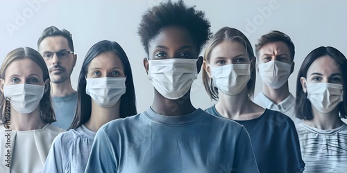 In public people wear face masks for safety health and community wellbeing. Concept COVID-19, Safety Measures, Health Precautions, Face Masks, Public Behavior