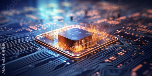 computer circuit board, Microchips and computer boards. Chip for implementation in new technologies. Concept: computer programs and virtual processes.
