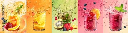 Abstract Patterns Of Summer Fruit Juices. With Copy Space  Abstract Background