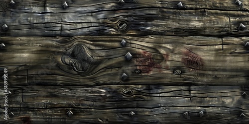 Close Up of Wooden Surface With Rivets. Generative AI