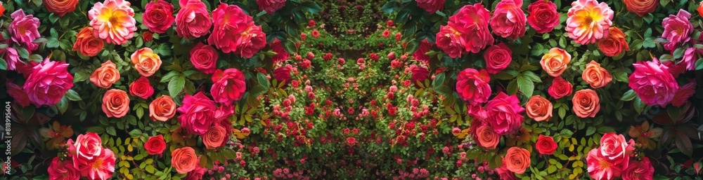 Abstract Patterns Of Summer Rose Gardens. With Copy Space, Abstract Background