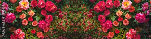 Abstract Patterns Of Summer Rose Gardens. With Copy Space  Abstract Background