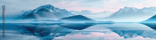 Abstract Mountain And Lake Patterns In Summer Hues. With Copy Space, Abstract Background © PicTCoral