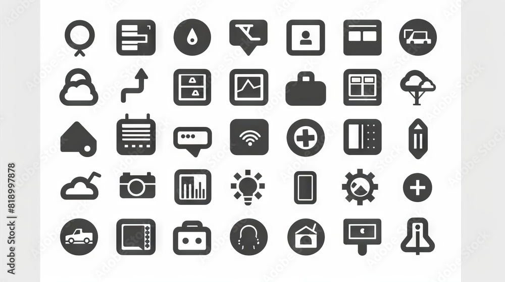 monochromatic collection of versatile icons for various design projects concept illustrations