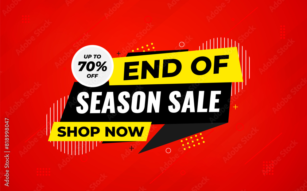 Fototapeta premium End Of Season Sale banner. Season offer price label design. Product discount festival tag design. Season Super Sale banner template. Flat sale Vector Illustration.