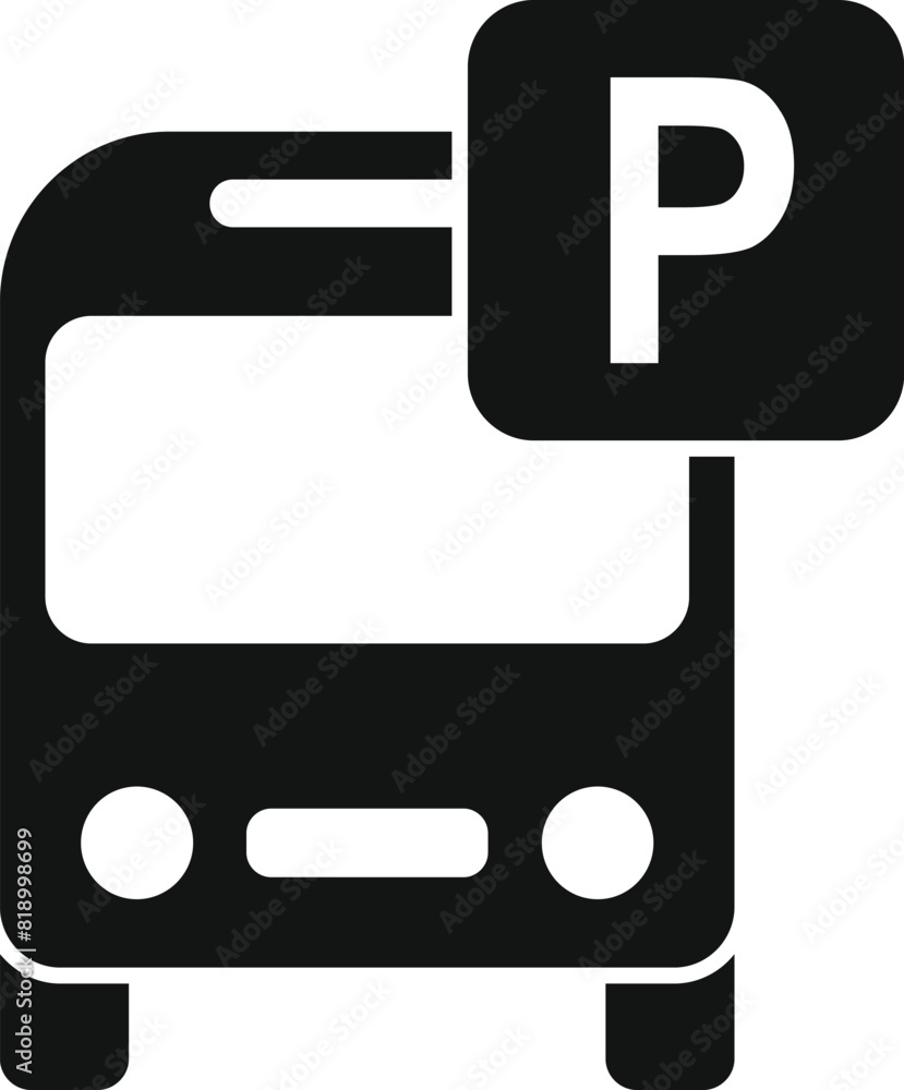 Simple and minimalistic bus parking sign icon for public transportation vector illustration and graphic design. Black and white symbol for easy navigation and clear information in urban areas Simple and minimalistic bus parking sign icon for public transportation vector illustration and graphic design. Black and white symbol for easy navigation and clear information in urban areas