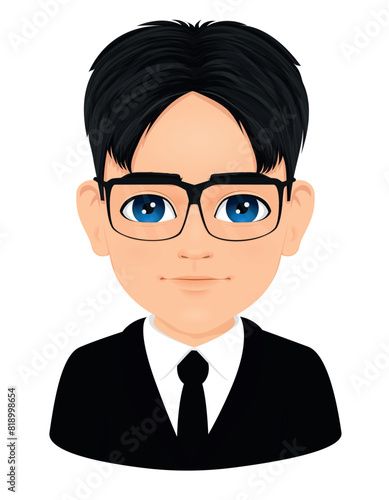 Portrait of young student with glasses combed with his hair parted in two