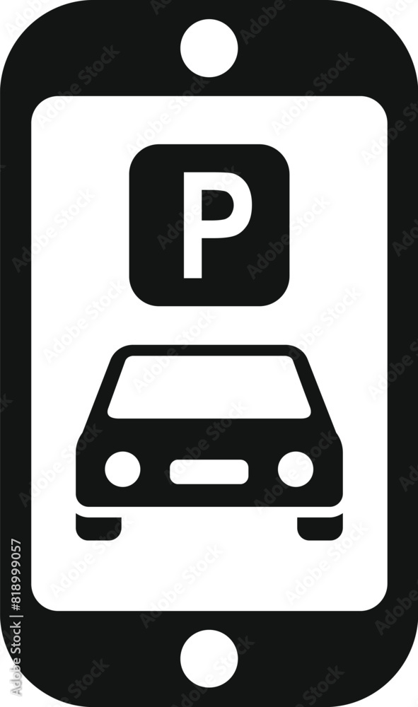 Vector illustration of a black and white parking mobile app icon for smartphone application technology, offering userfriendly solution for modern urban transportation management Vector illustration of a black and white parking mobile app icon for smartphone application technology, offering userfriendly solution for modern urban transportation management