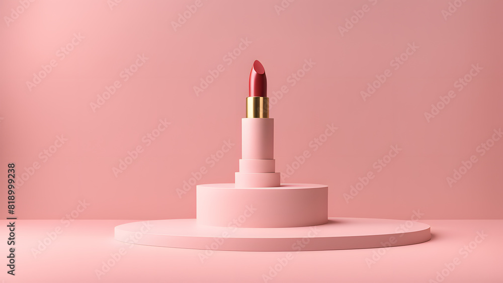 a lipstick on a pedestal in a pink room a lipstick on a pedestal in a pink room