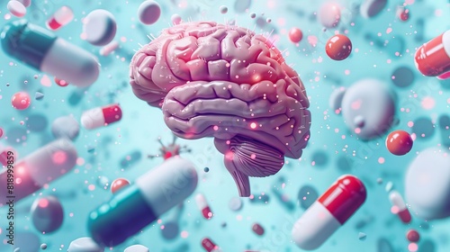 nootropic brain boost supercharging cognitive abilities and improving mental health conceptual 3d illustration photo