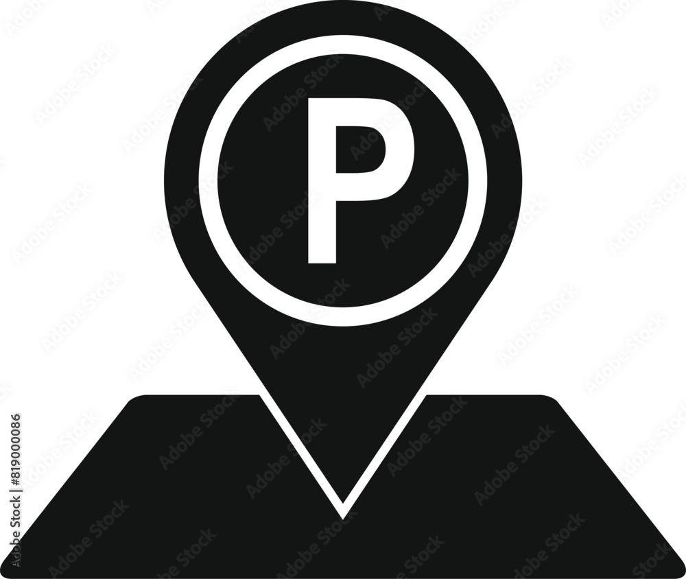 Illustration of a simple black and white parking map pointer icon for navigation and locator maps Illustration of a simple black and white parking map pointer icon for navigation and locator maps