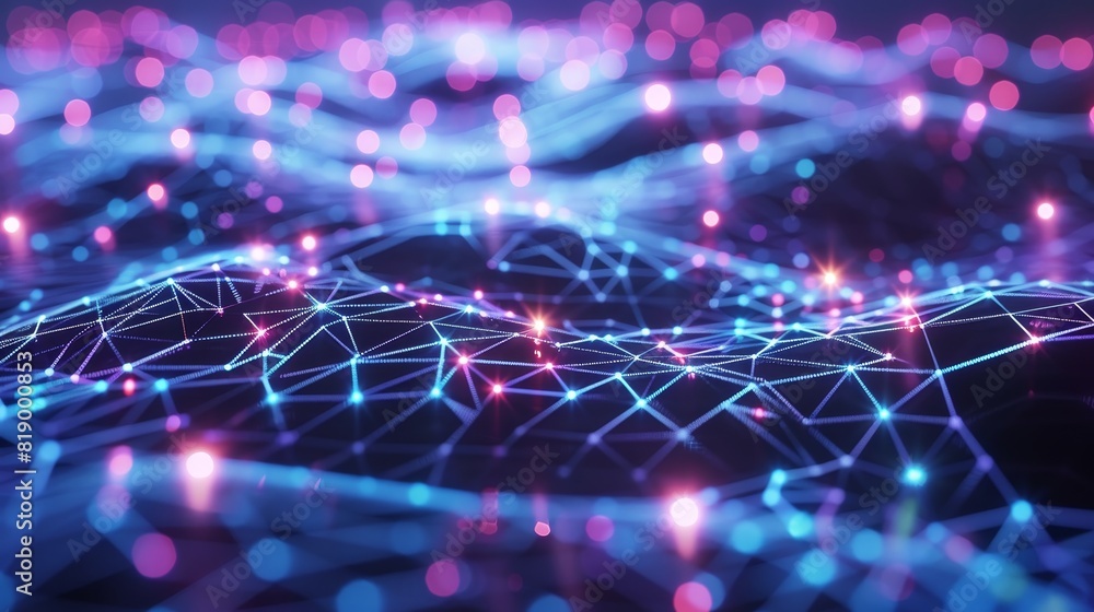 A mesh of glowing lines depicting a futuristic network A mesh of glowing lines depicting a futuristic network