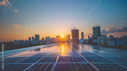 Panel solar energy photovoltaic power roof sun home cell system green house eco industry. Solar energy building panel future electric engineer technology ecology sunset nature station sky light work 