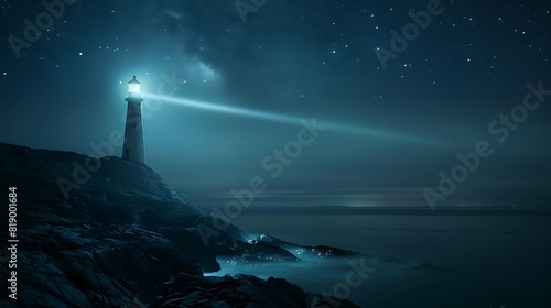 Solitude and Illumination  Lone Lighthouse on Rocky Coast